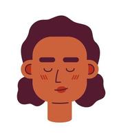 Relieved lady with closed eyes semi flat vector character head. Relax. Editable cartoon style face emotion. Simple colorful avatar icon. Spot illustration for web graphic design and animation