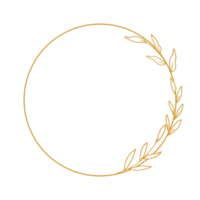 elegant gyllene cirkel blommig gräns med hand dragen löv och blommor för bröllop inbjudan, tacka du kort, logotyp, hälsning kort png