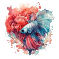 waterverf schilderij van betta vis png