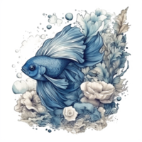 Watercolor painting of betta fish png