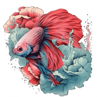 Watercolor painting of betta fish png