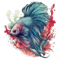 Aquarell Gemälde von Betta Fisch png