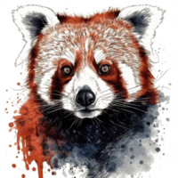 Watercolor painting of a red panda png