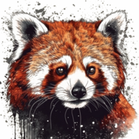 Watercolor painting of a red panda png