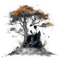 Watercolor painting of Cute Panda png