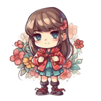 chibi linda pequeño niña png