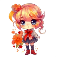 chibi linda pequeño niña png