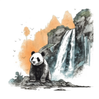 Watercolor painting of Cute Panda png