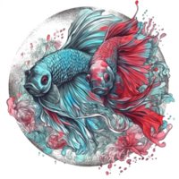 Aquarell Gemälde von Betta Fisch png