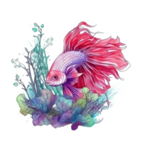 Watercolor painting of betta fish png