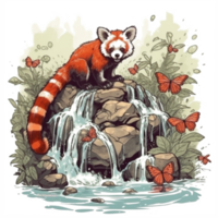 Watercolor painting of a red panda png