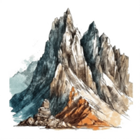 Watercolor painting of mountains png