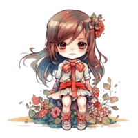 chibi linda pequeño niña png