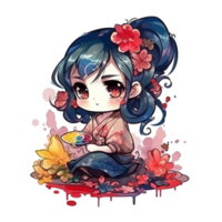 chibi linda pequeño niña png