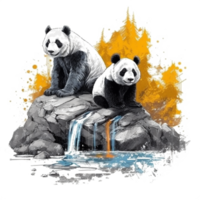 Watercolor painting of Cute Panda png