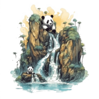 Watercolor painting of Cute Panda png