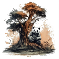 Watercolor painting of Cute Panda png