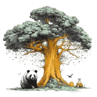 acuarela pintura de linda panda png