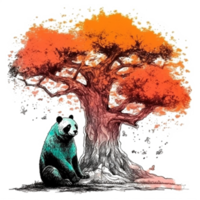 Watercolor painting of Cute Panda png