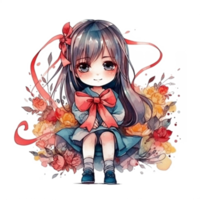 chibi linda pequeño niña png