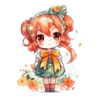 chibi söt liten flicka png