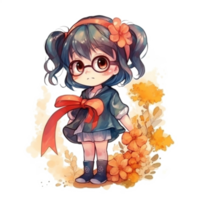 chibi linda pequeño niña png