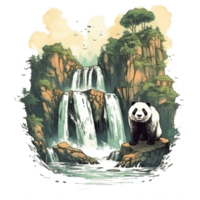 acuarela pintura de linda panda png