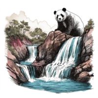 acuarela pintura de linda panda png