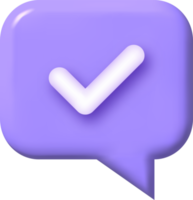 Check mark confirmation and approval icon. 3d illustration. png