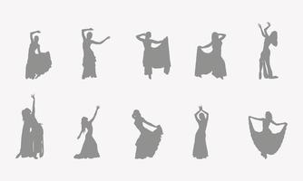 Belly dance silhouettes vector