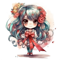 chibi linda pequeño niña png