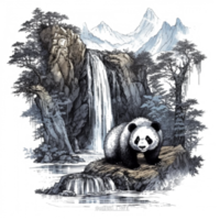 acuarela pintura de linda panda png