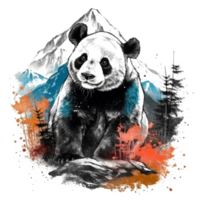 acuarela pintura de linda panda png