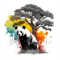 Watercolor painting of Cute Panda png