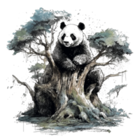 Watercolor painting of Cute Panda png