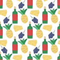 Fruit, cheese and wine seamless pattern vector