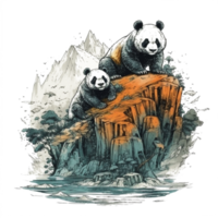 Aquarell Gemälde von süß Panda png