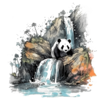 Watercolor painting of Cute Panda png