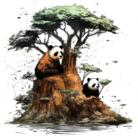 waterverf schilderij van schattig panda png