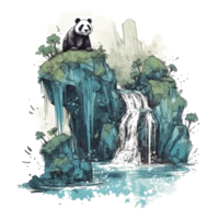 Watercolor painting of Cute Panda png