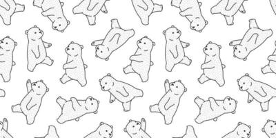 Bear seamless pattern polar bear vector isolated wallpaper background cartoon white