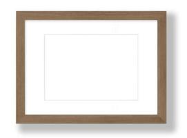 Isolated Photo Frame on White Background, Wooden Frame Mockup