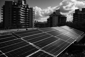 fotorrealista solar paneles instalado en el techo de un moderno casa, enfatizando el utilizar de alternativa energía para un sostenible futuro. foto