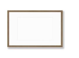 Isolated Photo Frame on White Background, Wooden Frame Mockup