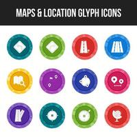 Unique Maps and location Glyph icon set vector