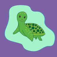 Cute little turtle. Vector illustration . Icon. Picture for children. Funny and cute