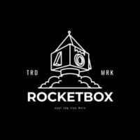 Rocket box with outline style for delivery logo design vector