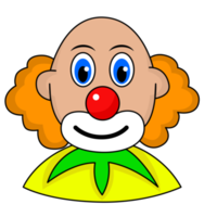 Clown Gesicht kahl Haar groß Auge Gliederung png