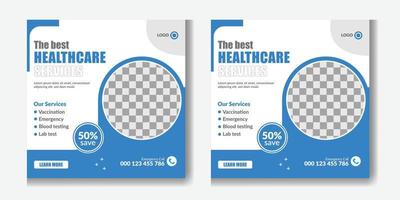 Medical health care social media post template, health banner template for social media, Medical square flyer template. health doctor social media post banner. Medical Health banner free Vector