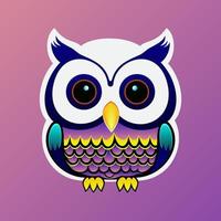 Cute cartoon Owl - Owl vector illustration. Owl on a Purple Background. Vector illustration.